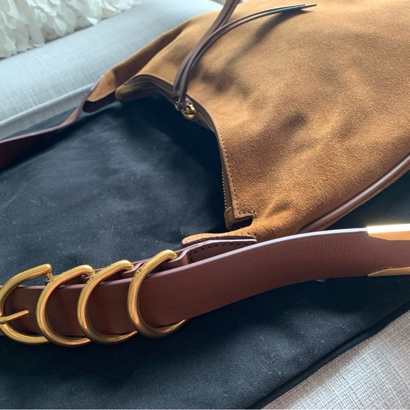 rag & bone Brown Suede Crescent Hobo with Dark Brown Leather Strap - Picture 7 of 9